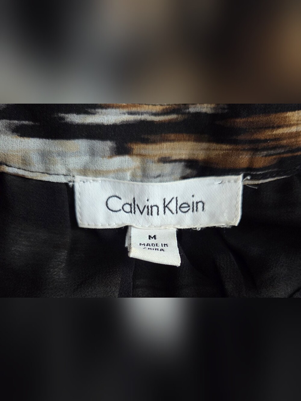 Calvin Klein Brown and Black Abstract Print Top Size M - Picture 10 of 12